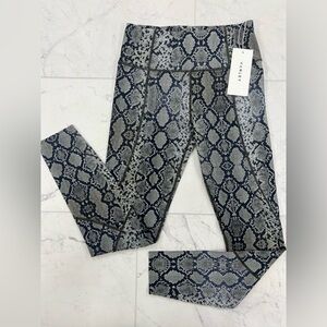 Varley Kensington Dune Python Snake Print Mid-Rise 7/8” Leggings Size Small